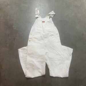 Y2K dickies men's white carpenter overalls pants workwear loop painter 30